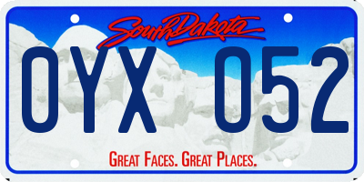 SD license plate 0YXO52