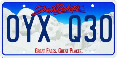 SD license plate 0YXQ30