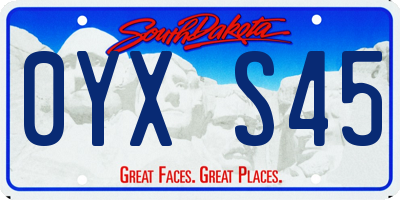 SD license plate 0YXS45