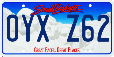 SD license plate 0YXZ62