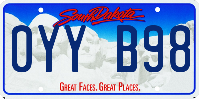 SD license plate 0YYB98