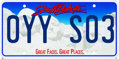 SD license plate 0YYS03