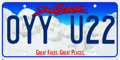 SD license plate 0YYU22
