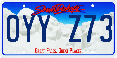SD license plate 0YYZ73