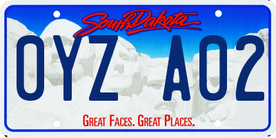 SD license plate 0YZA02