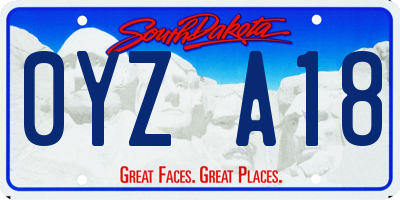 SD license plate 0YZA18