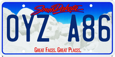 SD license plate 0YZA86