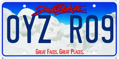 SD license plate 0YZR09