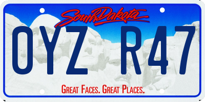 SD license plate 0YZR47