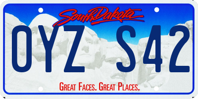 SD license plate 0YZS42