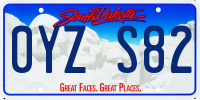 SD license plate 0YZS82