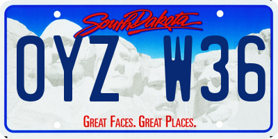 SD license plate 0YZW36