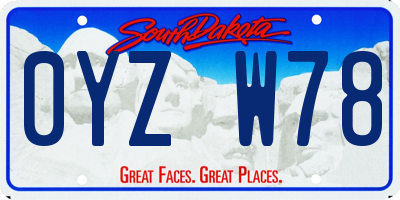 SD license plate 0YZW78