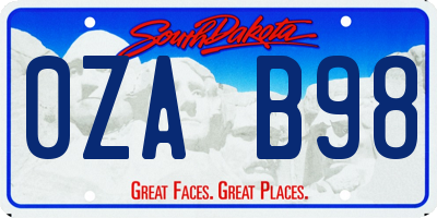 SD license plate 0ZAB98