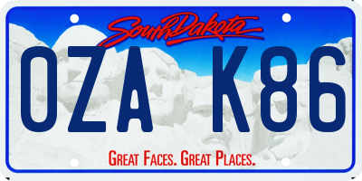 SD license plate 0ZAK86