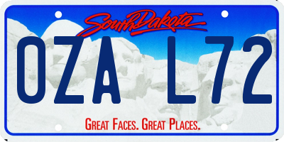 SD license plate 0ZAL72