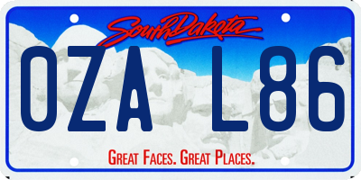 SD license plate 0ZAL86