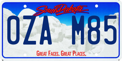 SD license plate 0ZAM85