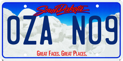 SD license plate 0ZAN09