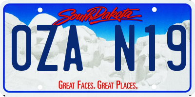 SD license plate 0ZAN19