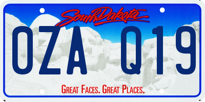 SD license plate 0ZAQ19