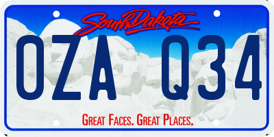 SD license plate 0ZAQ34