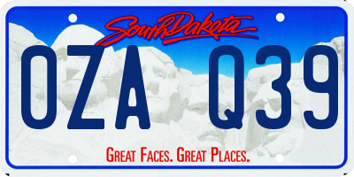 SD license plate 0ZAQ39