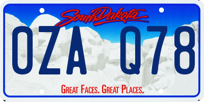 SD license plate 0ZAQ78