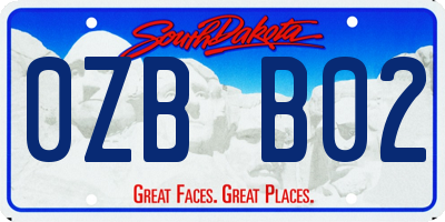 SD license plate 0ZBB02