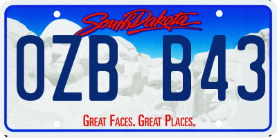 SD license plate 0ZBB43