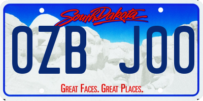 SD license plate 0ZBJ00