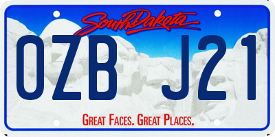 SD license plate 0ZBJ21