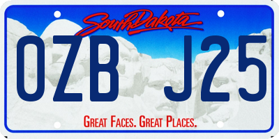 SD license plate 0ZBJ25