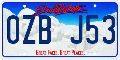 SD license plate 0ZBJ53