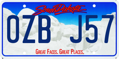 SD license plate 0ZBJ57