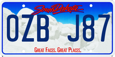 SD license plate 0ZBJ87
