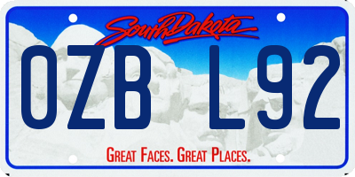SD license plate 0ZBL92