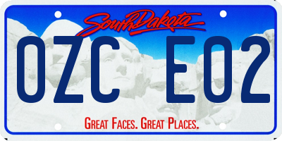 SD license plate 0ZCE02