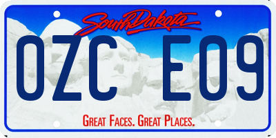 SD license plate 0ZCE09