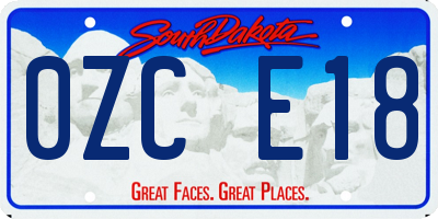 SD license plate 0ZCE18