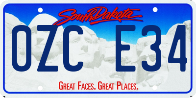 SD license plate 0ZCE34