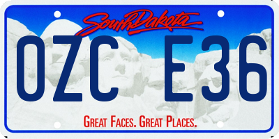 SD license plate 0ZCE36
