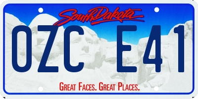SD license plate 0ZCE41
