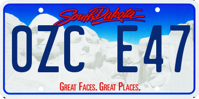 SD license plate 0ZCE47