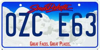 SD license plate 0ZCE63