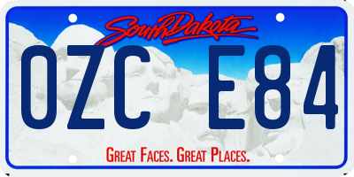 SD license plate 0ZCE84