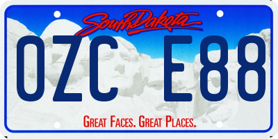 SD license plate 0ZCE88