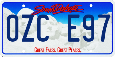 SD license plate 0ZCE97