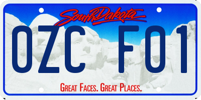 SD license plate 0ZCF01