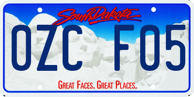 SD license plate 0ZCF05